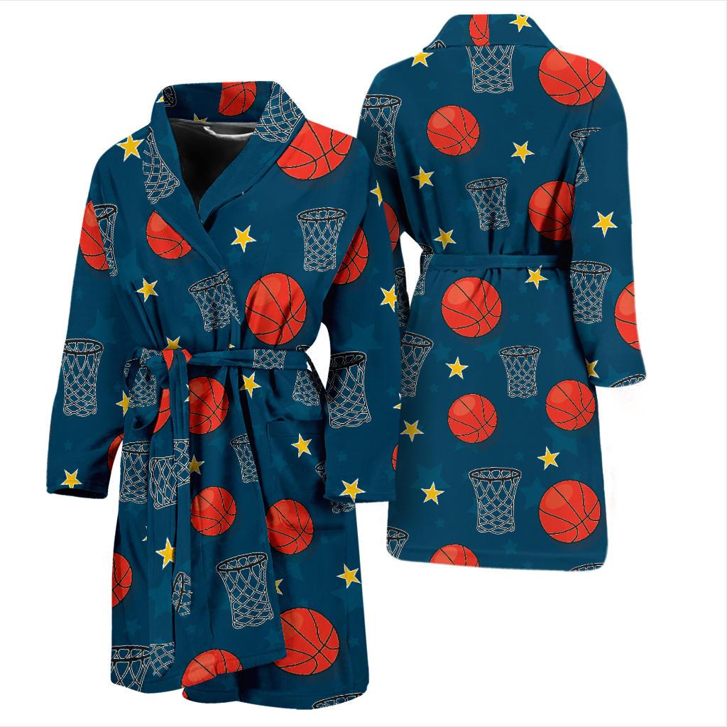 Basketball Classic Print Pattern Men Bath Robe-JTAMIGO.COM