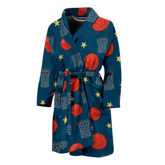 Basketball Classic Print Pattern Men Bath Robe-JTAMIGO.COM