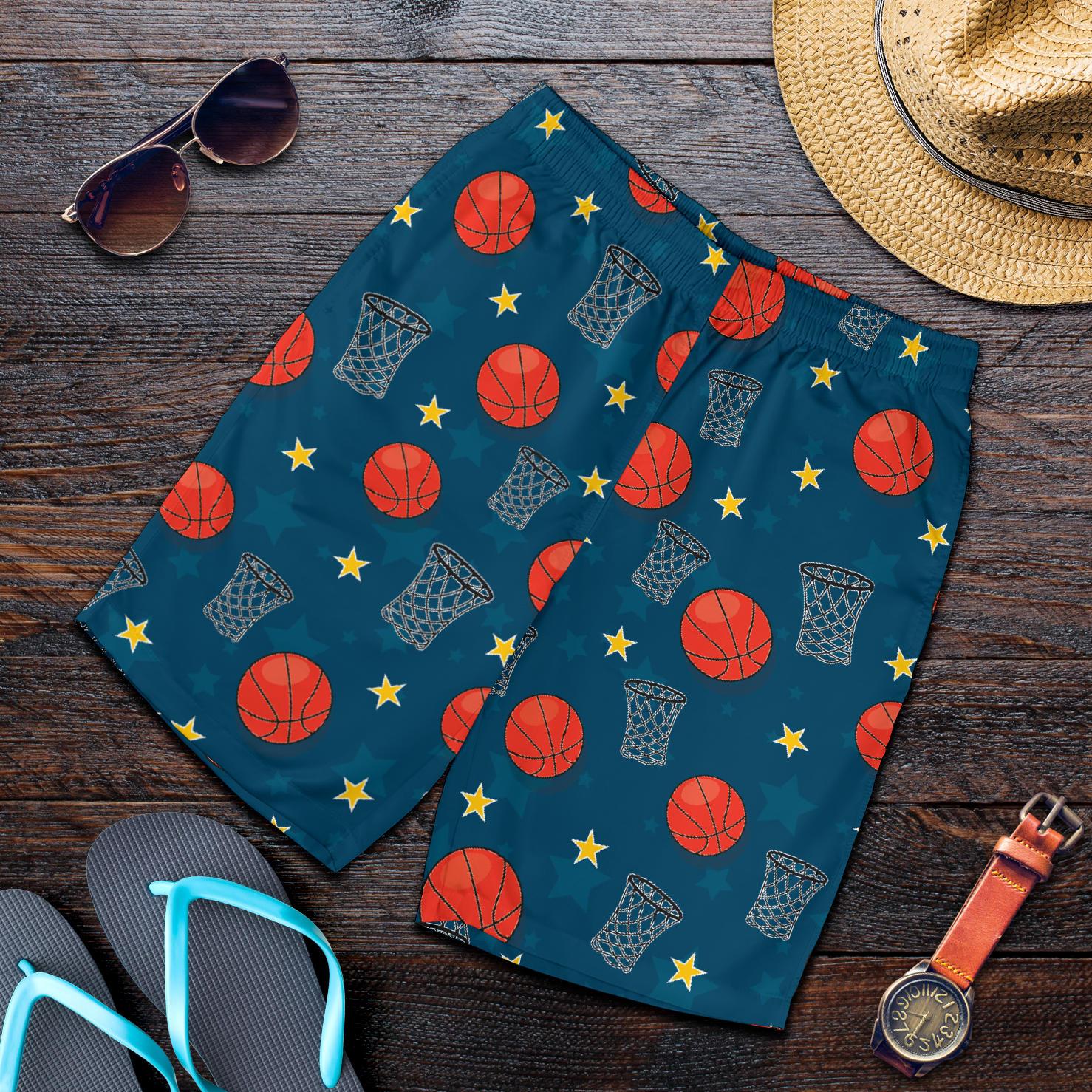 Basketball Classic Print Pattern Mens Shorts-JTAMIGO.COM