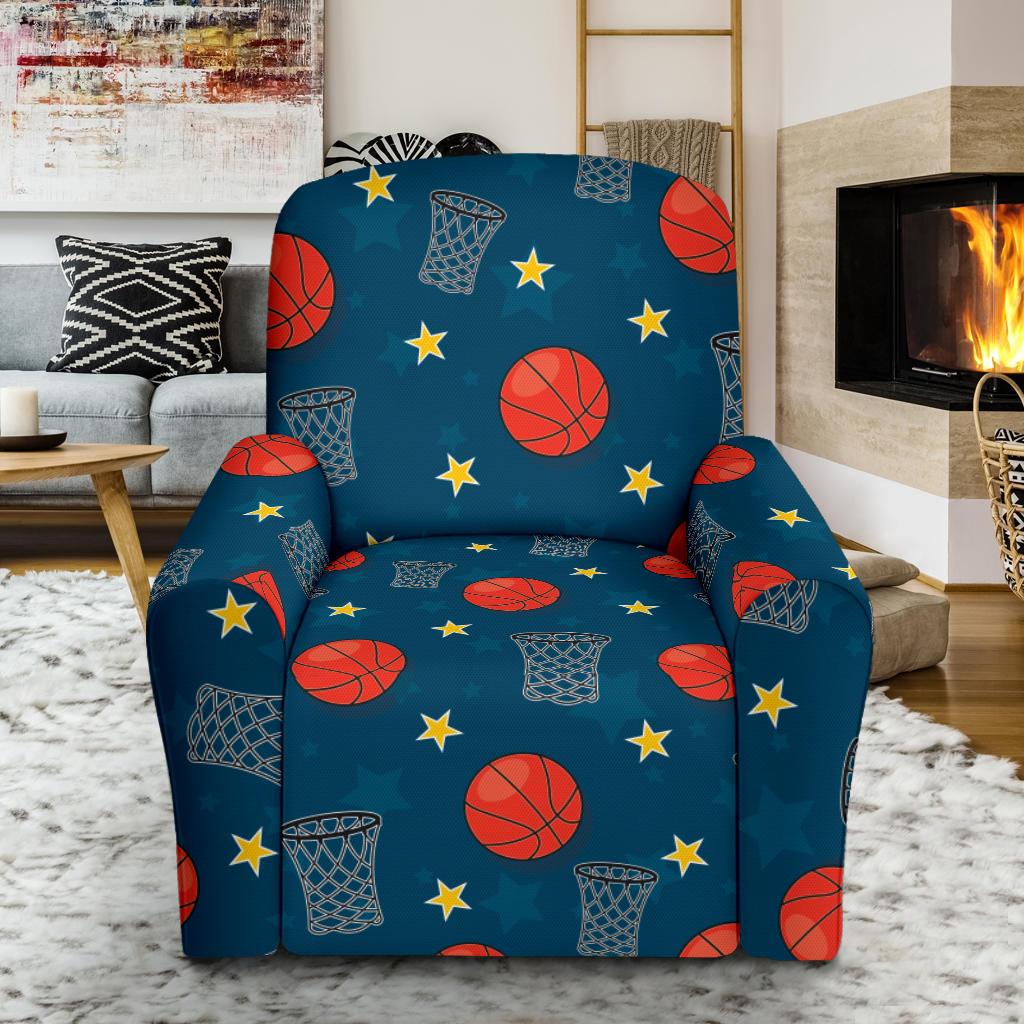 Basketball Classic Print Pattern Single Sofa Slipcover -JTAMIGO.COM