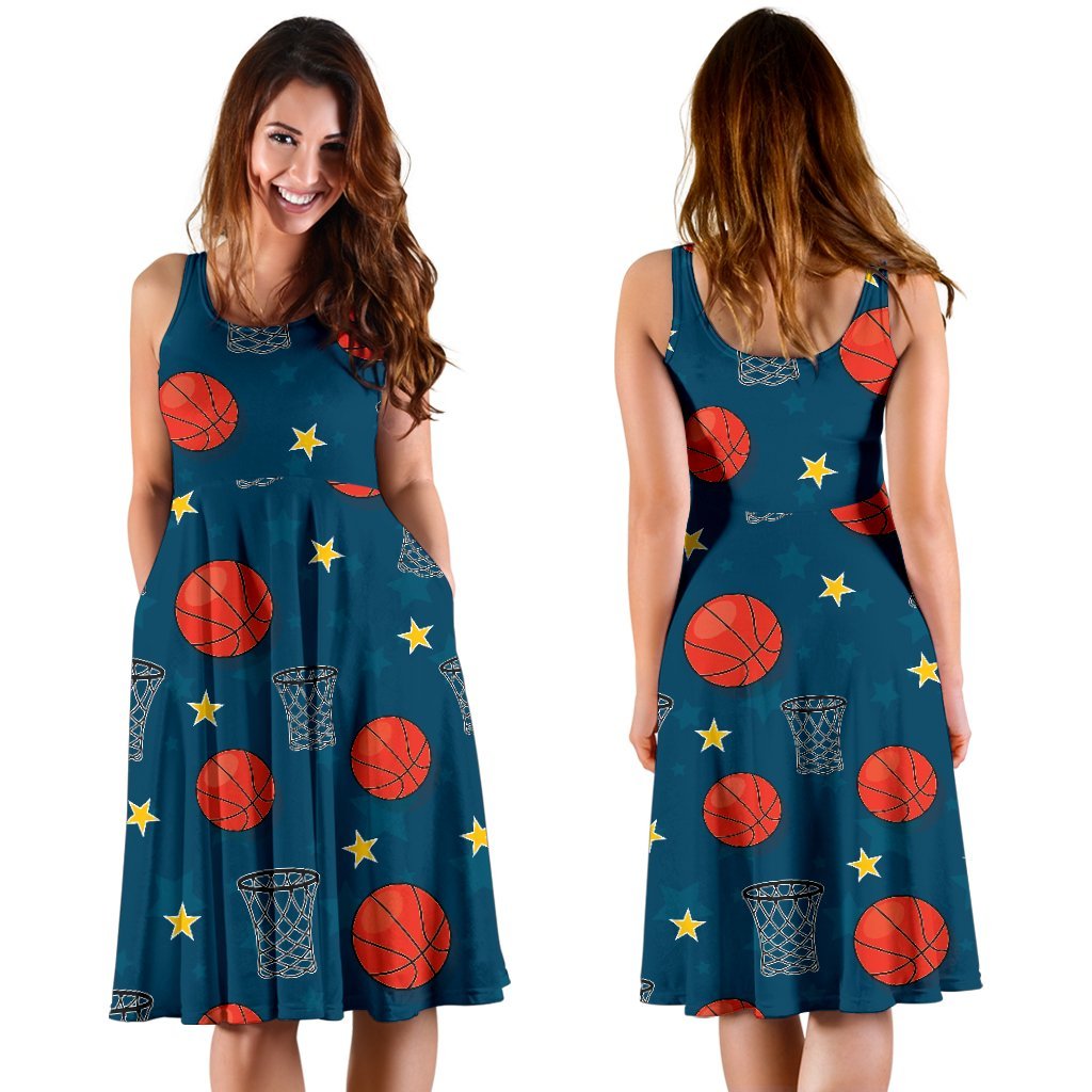 Basketball Classic Print Pattern Sleeveless Dress