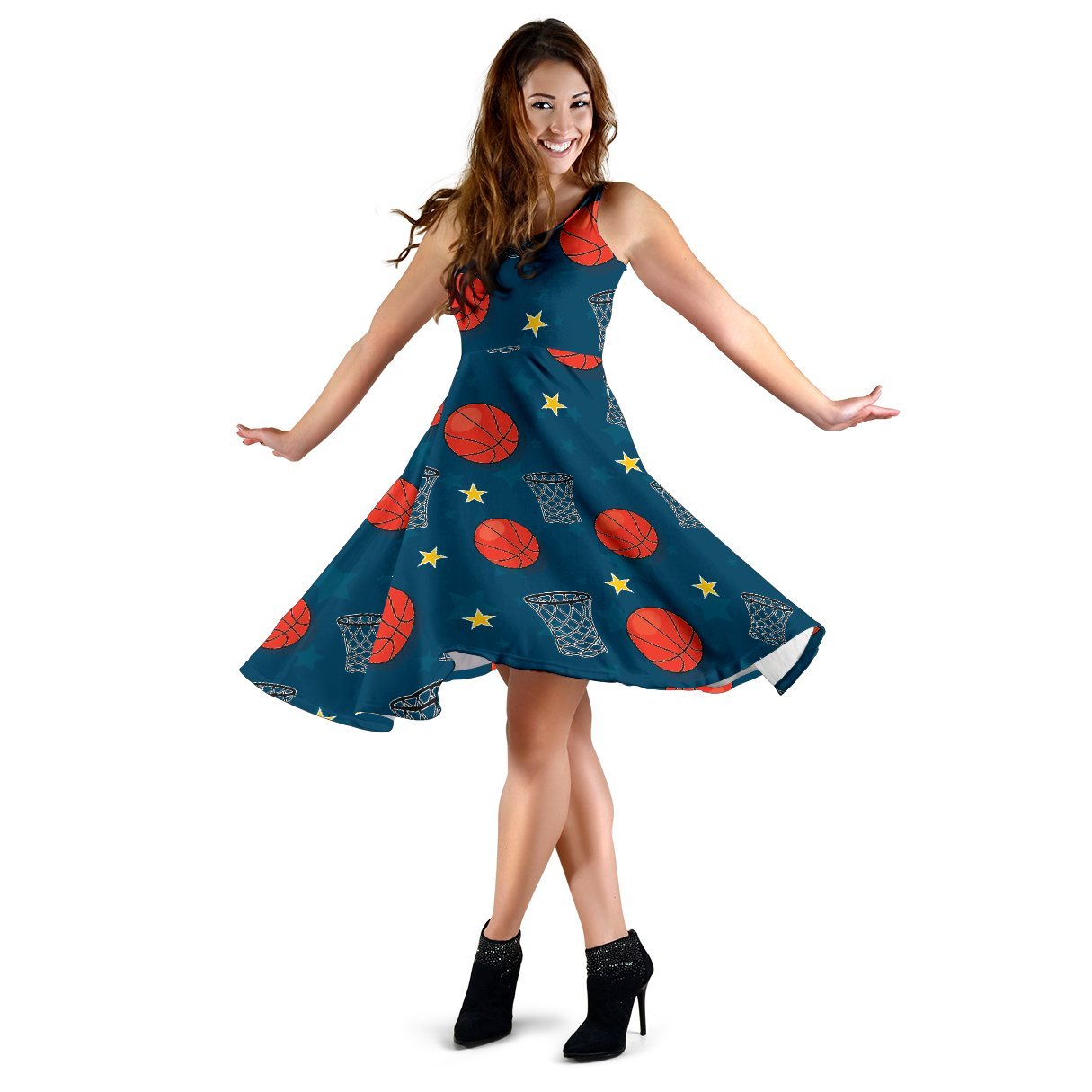 Basketball Classic Print Pattern Sleeveless Dress