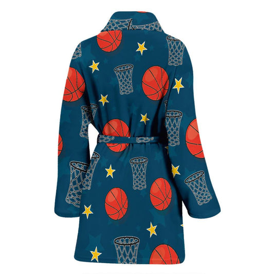 Basketball Classic Print Pattern Women Bath Robe-JTAMIGO.COM