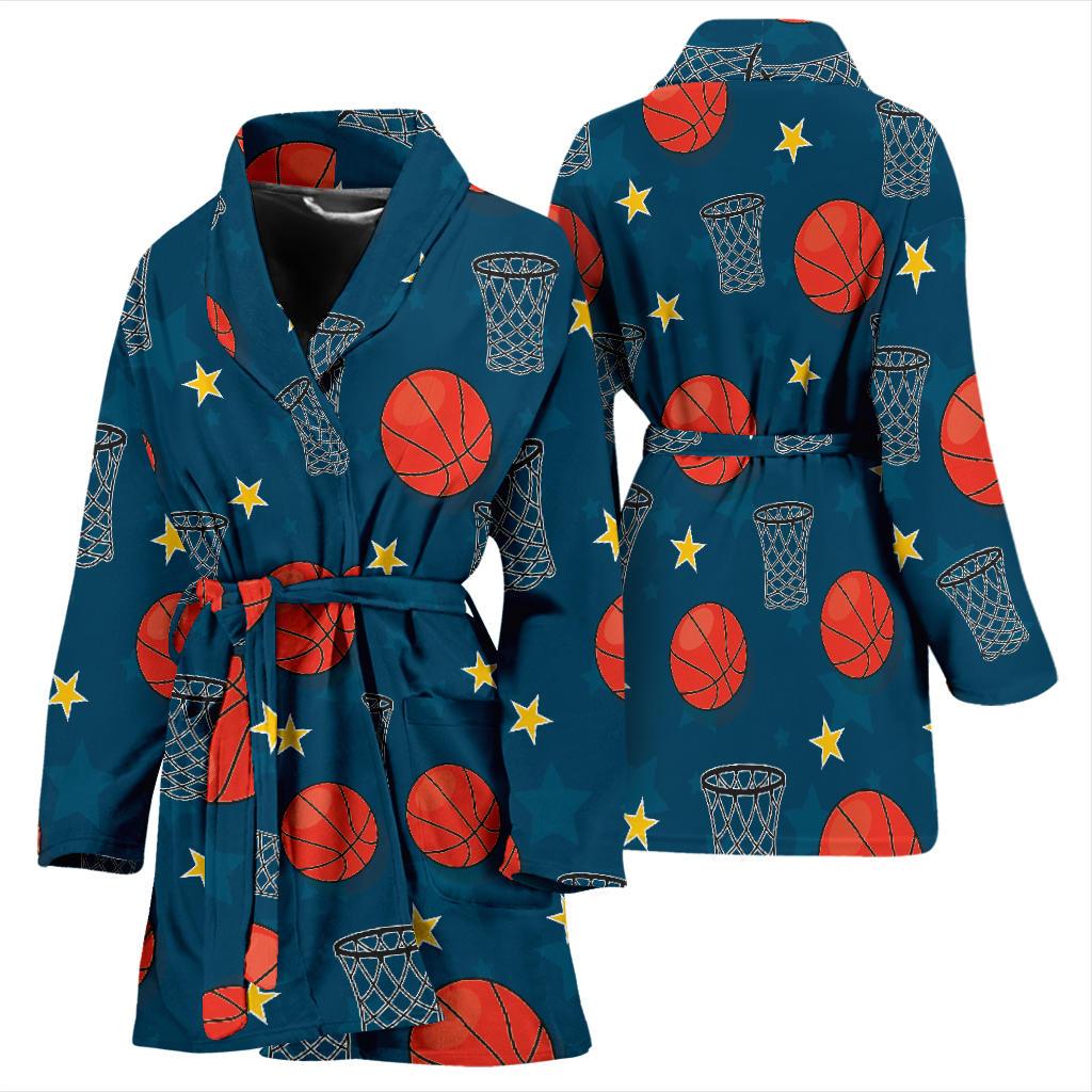 Basketball Classic Print Pattern Women Bath Robe-JTAMIGO.COM