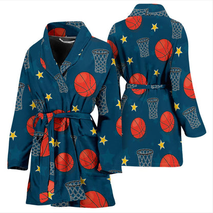 Basketball Classic Print Pattern Women Bath Robe-JTAMIGO.COM