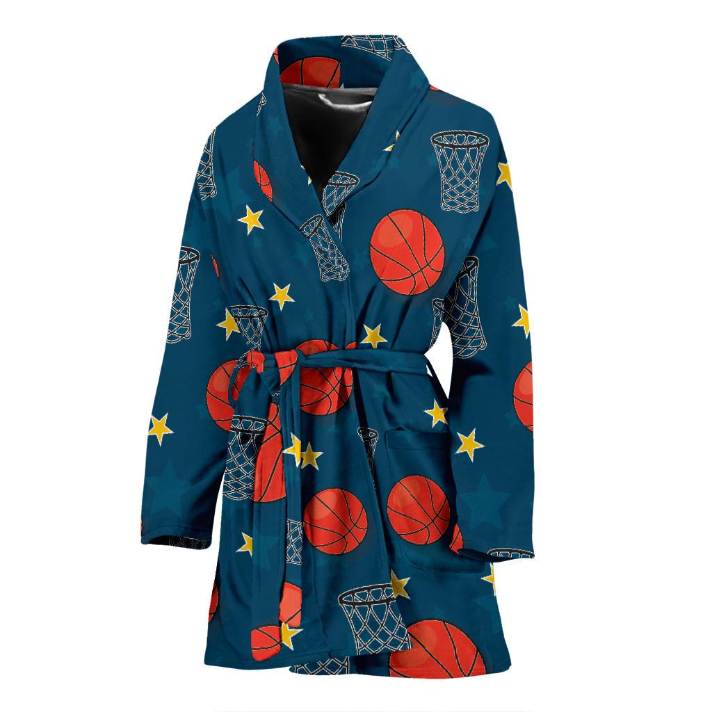 Basketball Classic Print Pattern Women Bath Robe-JTAMIGO.COM