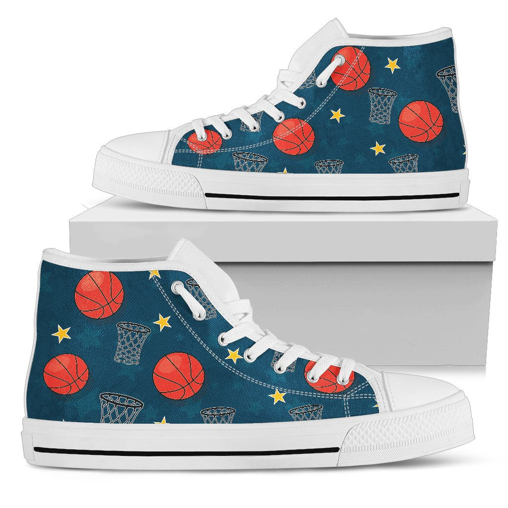 Basketball Classic Print Pattern Women High Top Shoes