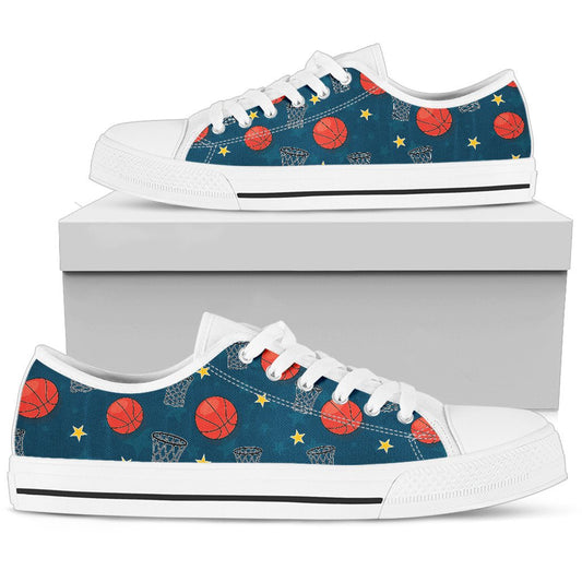 Basketball Classic Print Pattern Women Low Top Shoes