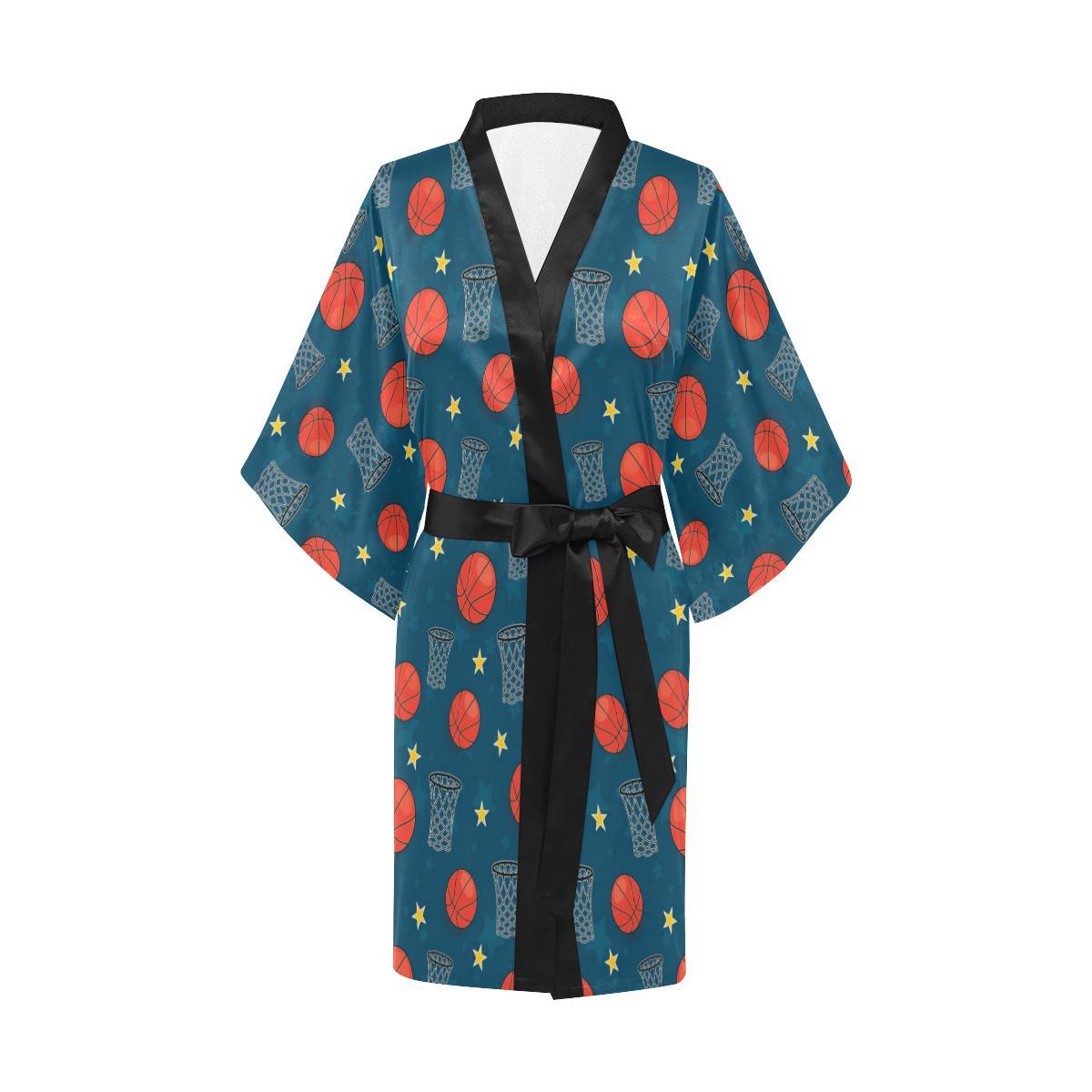 Basketball Classic Print Pattern Women Short Kimono Robe
