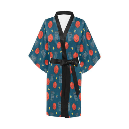 Basketball Classic Print Pattern Women Short Kimono Robe