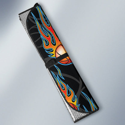 Basketball Fire Print Pattern Car Sun Shade For Windshield