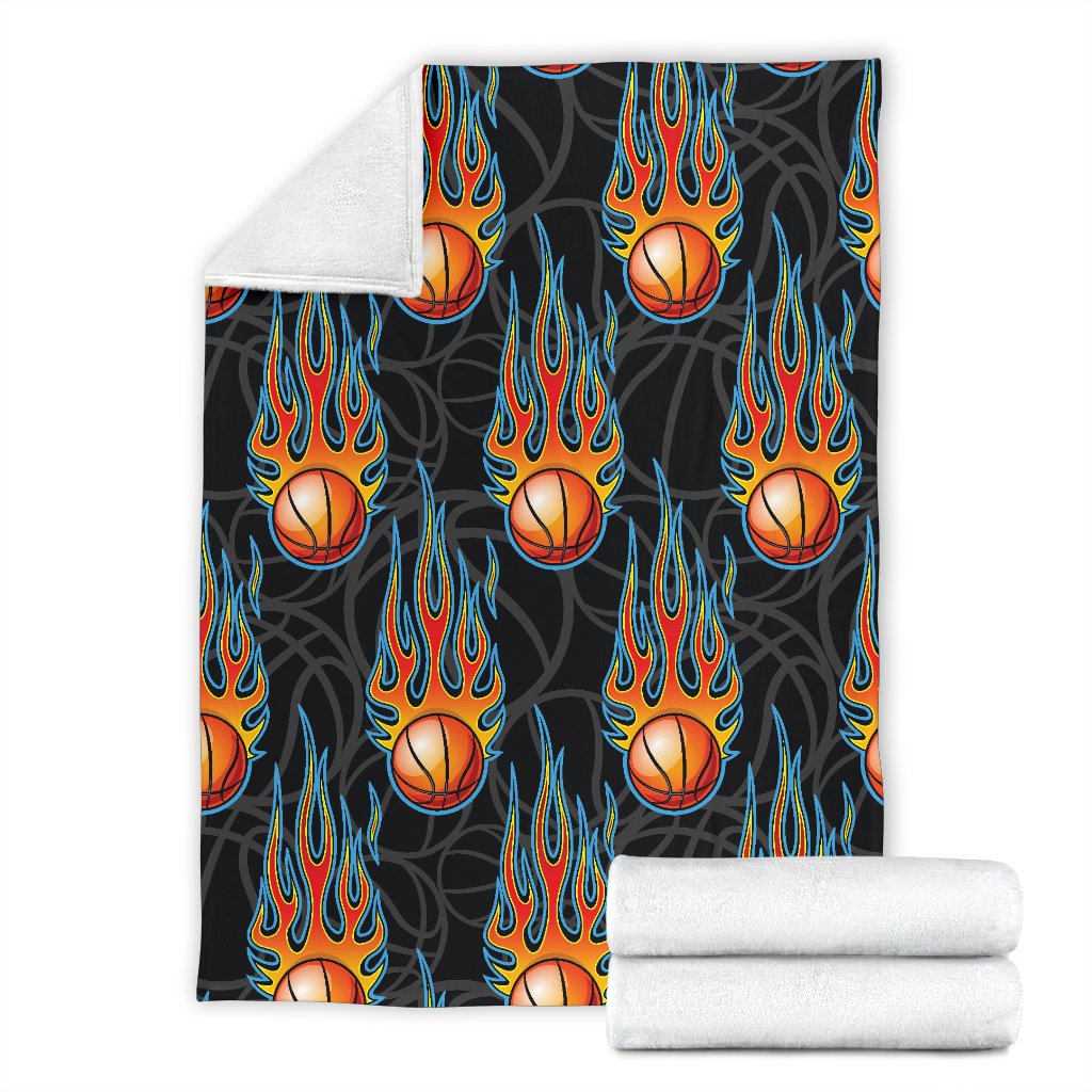 Basketball Fire Print Pattern Fleece Blanket