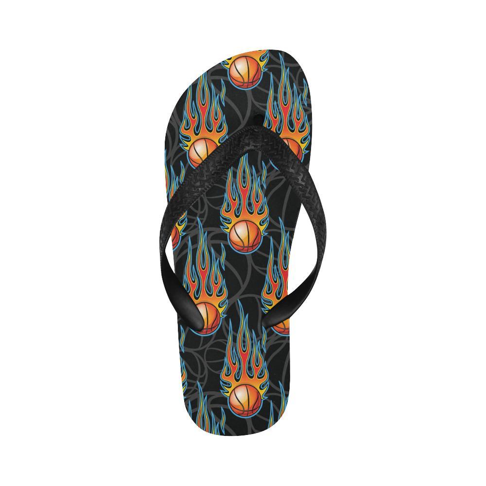 Basketball Fire Print Pattern Flip Flops-JTAMIGO.COM