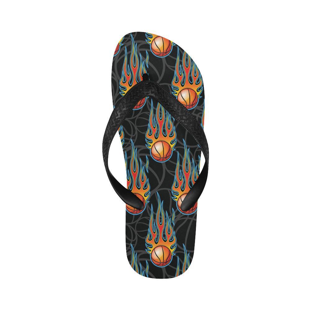 Basketball Fire Print Pattern Flip Flops-JTAMIGO.COM