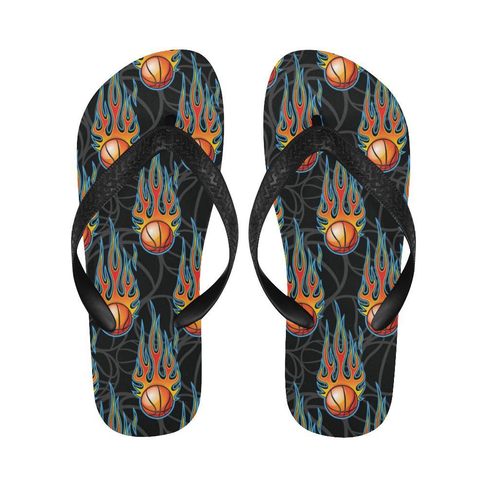 Basketball Fire Print Pattern Flip Flops-JTAMIGO.COM
