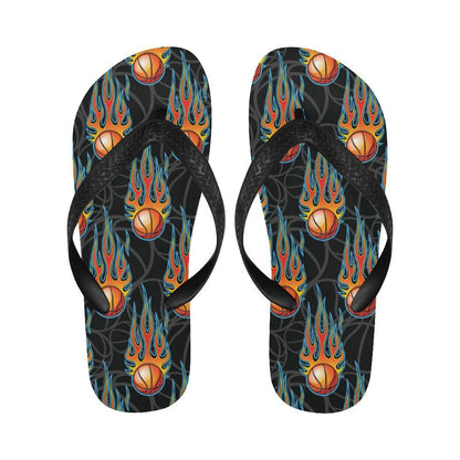 Basketball Fire Print Pattern Flip Flops-JTAMIGO.COM