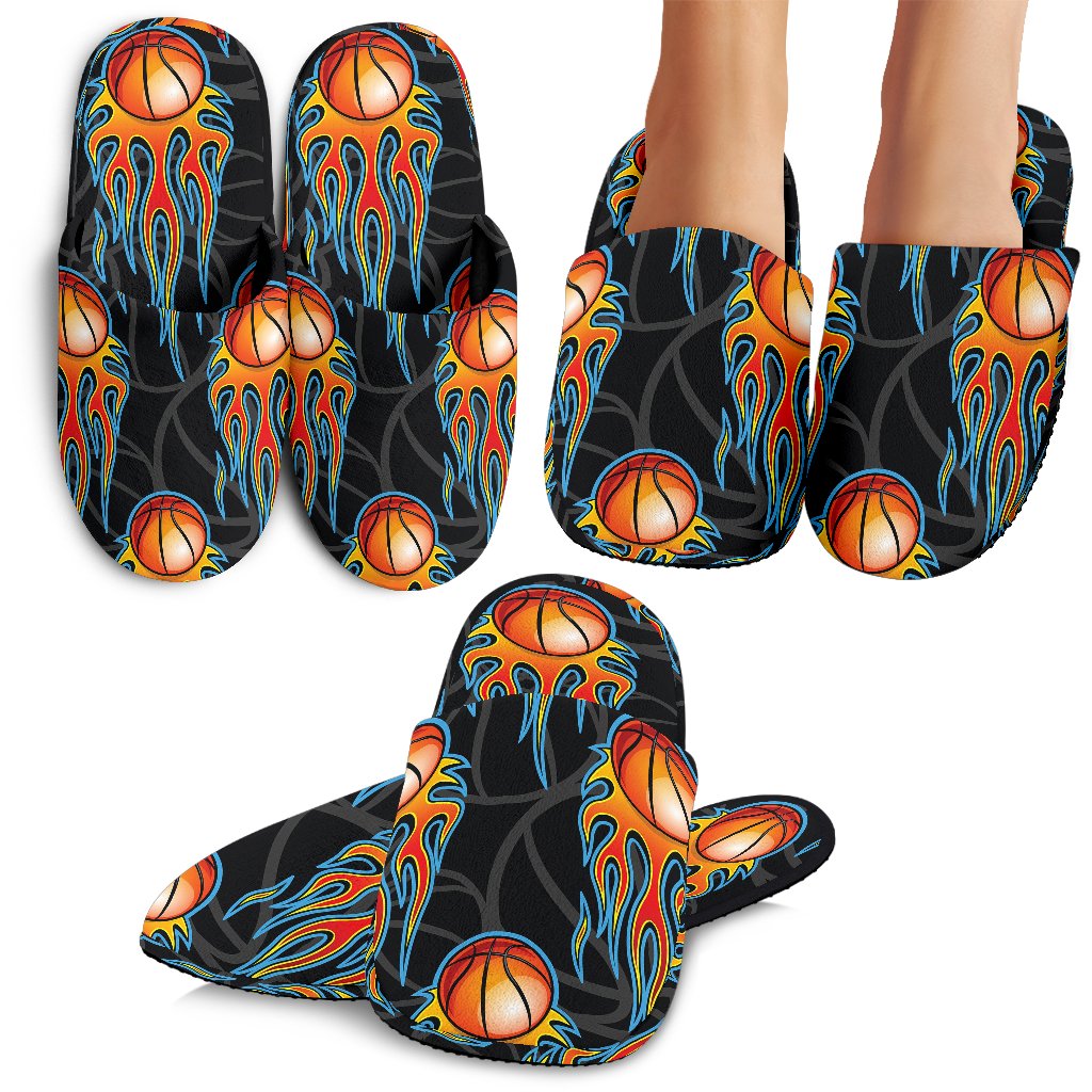 Basketball Fire Print Pattern House Slippers