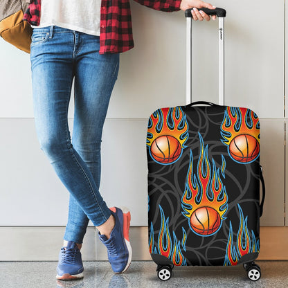 Basketball Fire Print Pattern Luggage Cover Protector