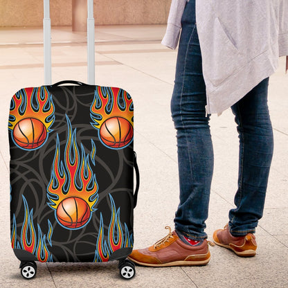 Basketball Fire Print Pattern Luggage Cover Protector