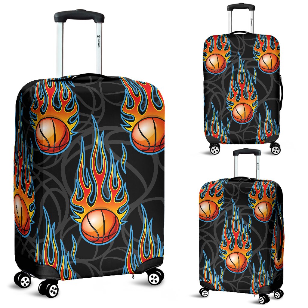 Basketball Fire Print Pattern Luggage Cover Protector