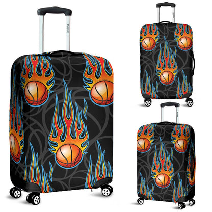 Basketball Fire Print Pattern Luggage Cover Protector