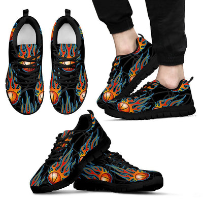 Basketball Fire Print Pattern Men Sneakers Shoes