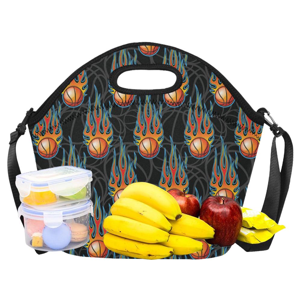 Basketball Fire Print Pattern Neoprene Lunch Bag (Model 1669)(Large)-JTAMIGO.COM