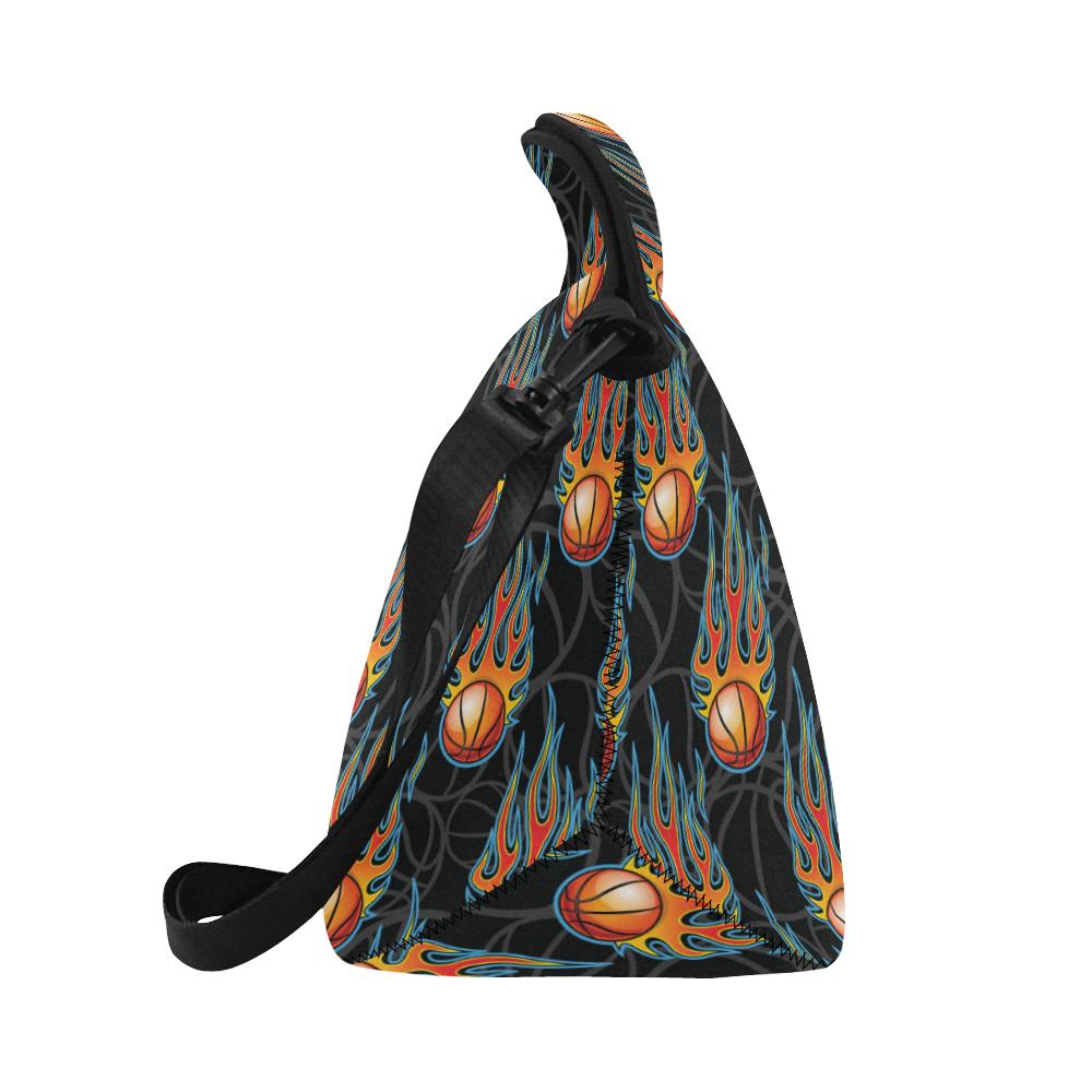 Basketball Fire Print Pattern Neoprene Lunch Bag (Model 1669)(Large)-JTAMIGO.COM