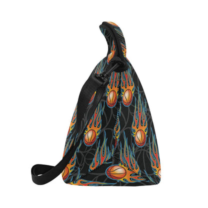 Basketball Fire Print Pattern Neoprene Lunch Bag (Model 1669)(Large)-JTAMIGO.COM