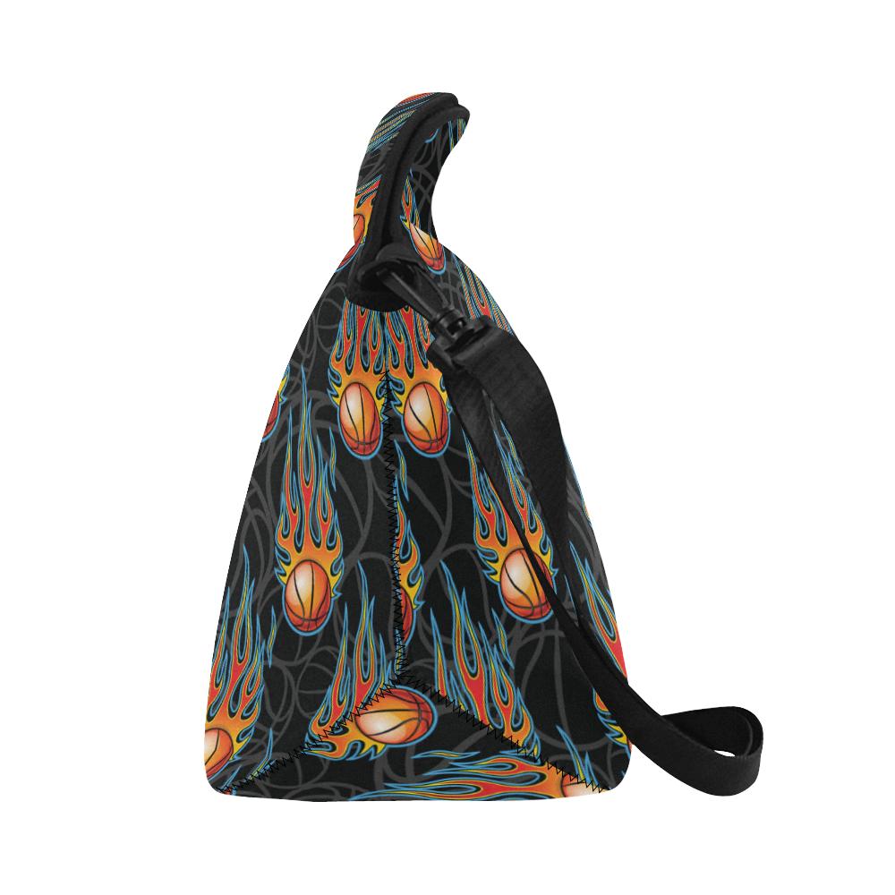 Basketball Fire Print Pattern Neoprene Lunch Bag (Model 1669)(Large)-JTAMIGO.COM