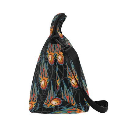 Basketball Fire Print Pattern Neoprene Lunch Bag (Model 1669)(Large)-JTAMIGO.COM