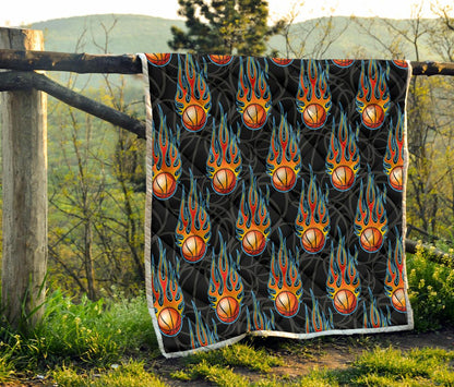 Basketball Fire Print Pattern Premium Quilt-JTAMIGO.COM