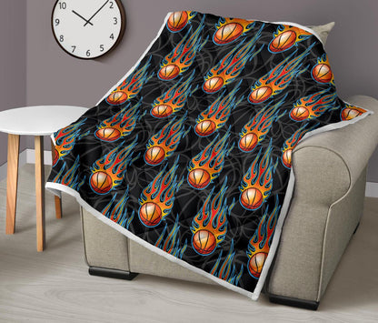 Basketball Fire Print Pattern Premium Quilt-JTAMIGO.COM