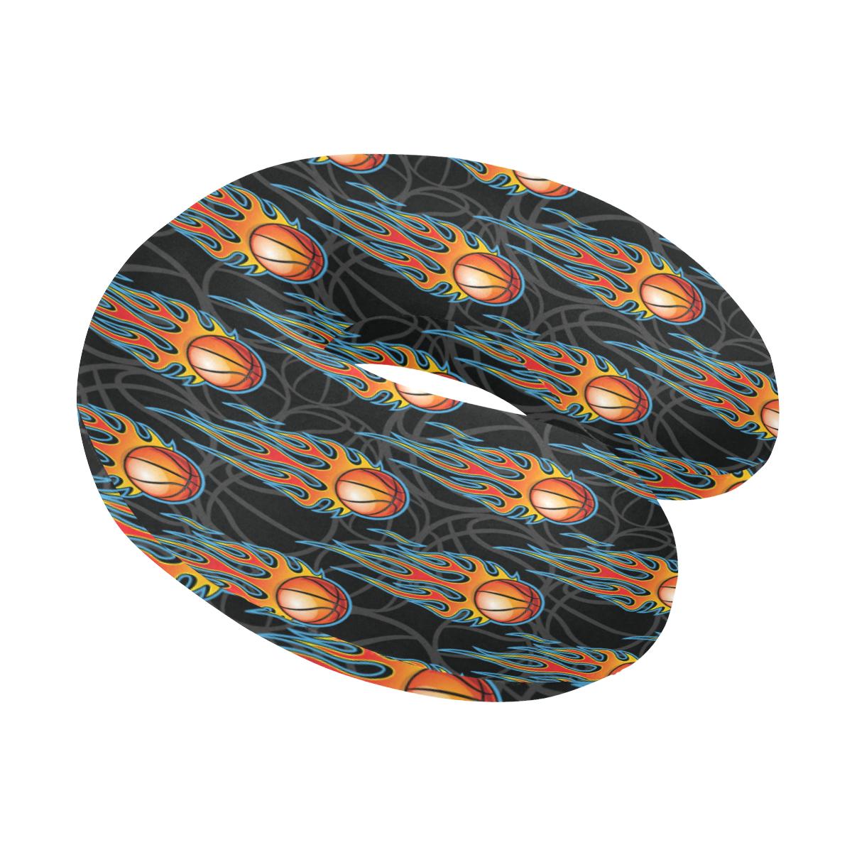 Basketball Fire Print Pattern U-Shaped Travel Neck Pillow-JTAMIGO.COM