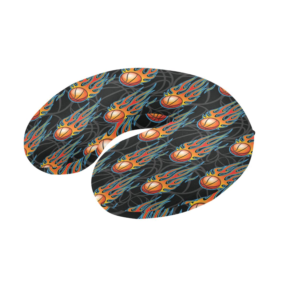 Basketball Fire Print Pattern U-Shaped Travel Neck Pillow-JTAMIGO.COM