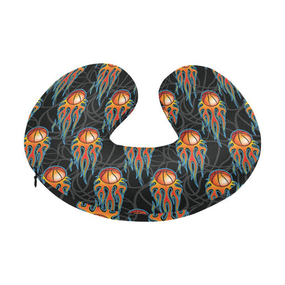 Basketball Fire Print Pattern U-Shaped Travel Neck Pillow-JTAMIGO.COM