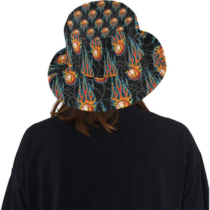 Basketball Fire Print Pattern Unisex Bucket Hat