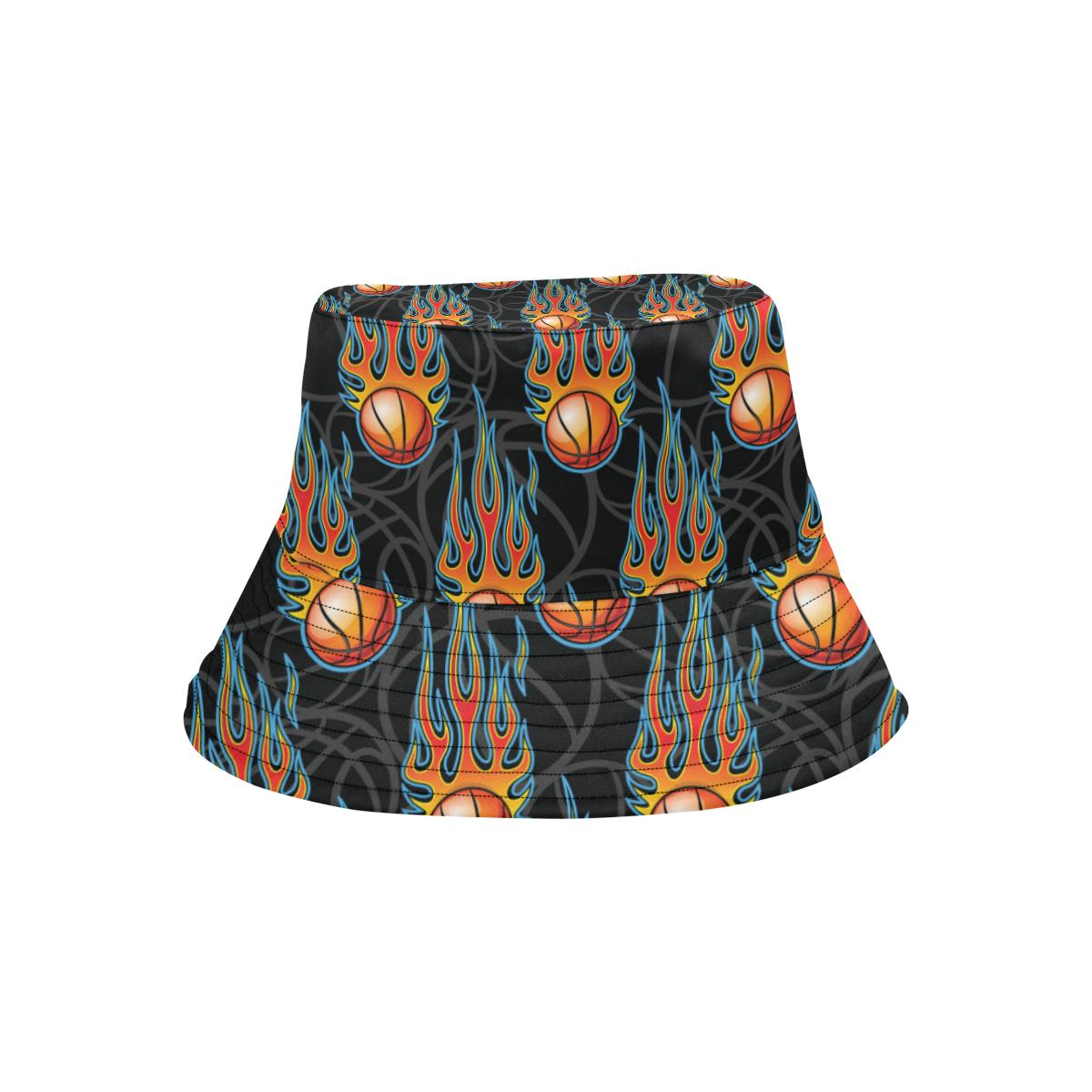 Basketball Fire Print Pattern Unisex Bucket Hat