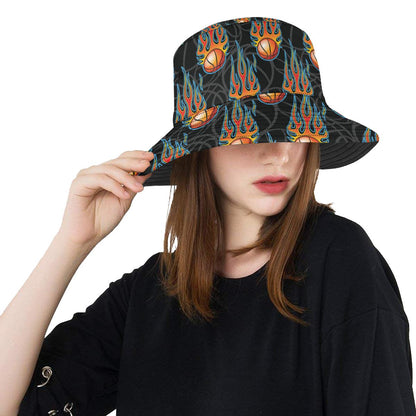 Basketball Fire Print Pattern Unisex Bucket Hat