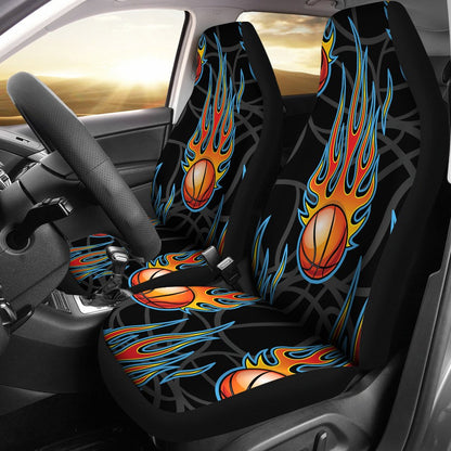 Basketball Fire Print Pattern Universal Fit Car Seat Covers