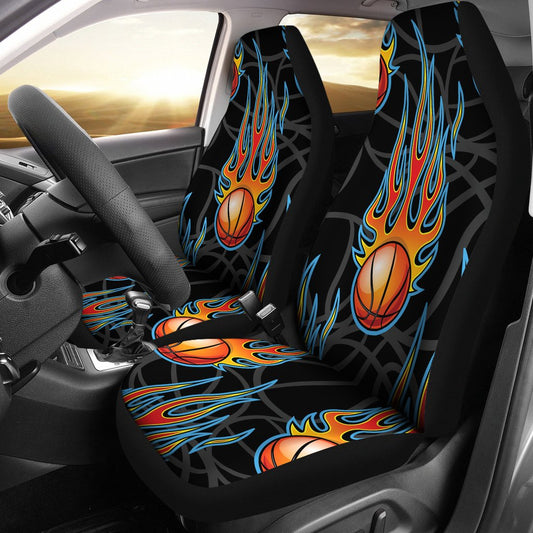 Basketball Fire Print Pattern Universal Fit Car Seat Covers