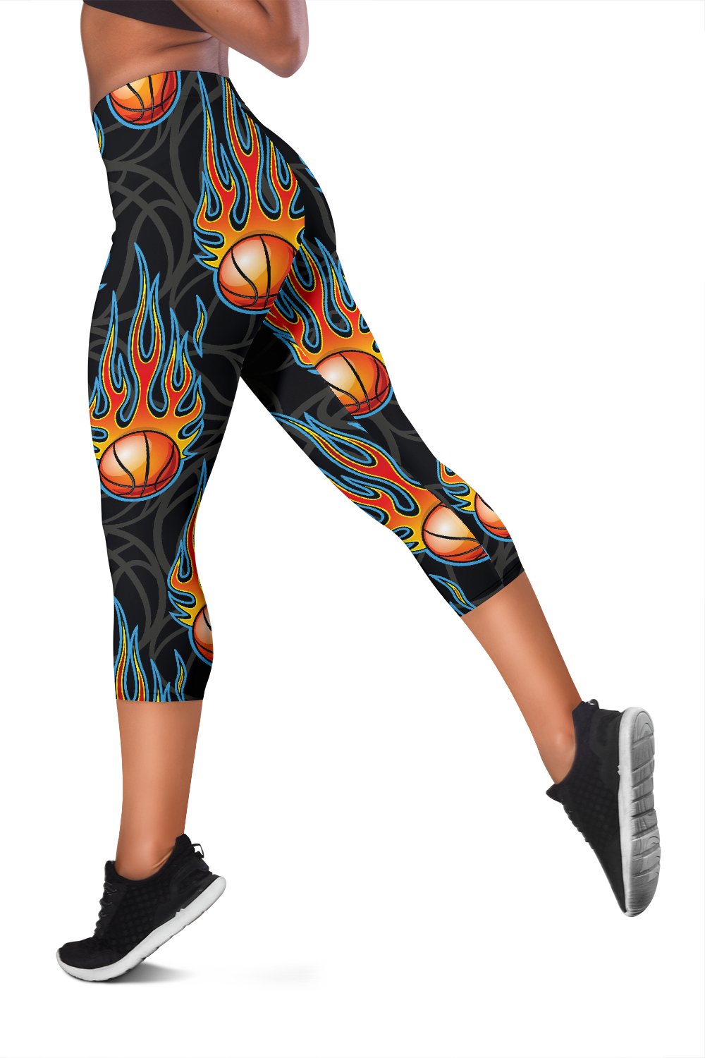 Basketball Fire Print Pattern Women Capris