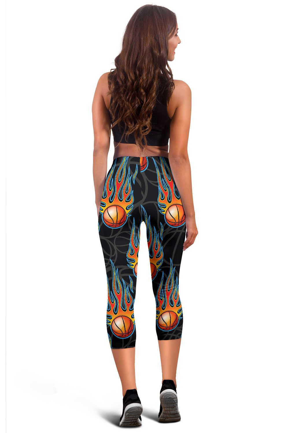 Basketball Fire Print Pattern Women Capris