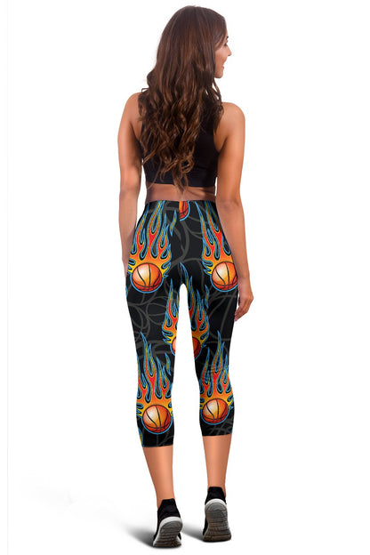 Basketball Fire Print Pattern Women Capris