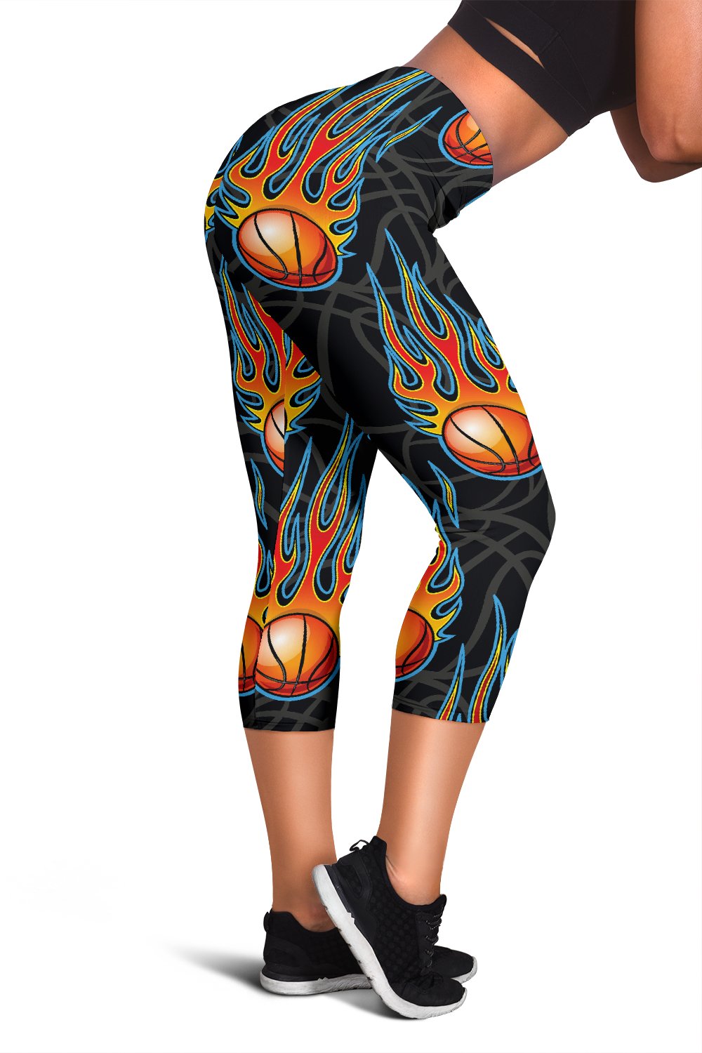 Basketball Fire Print Pattern Women Capris