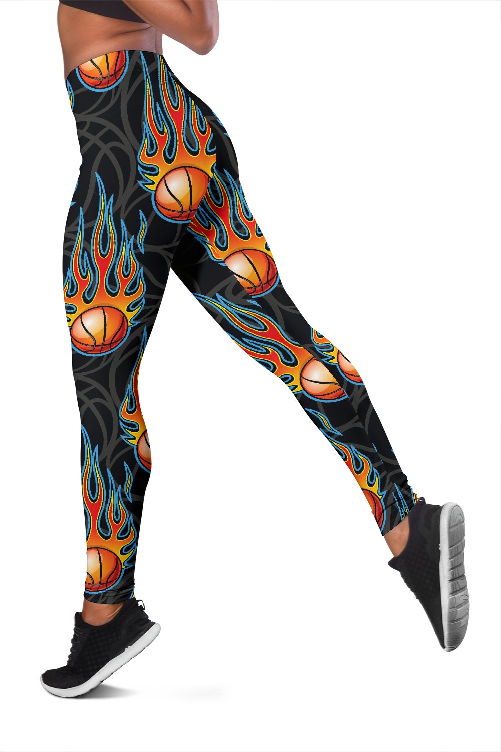 Basketball Fire Print Pattern Women Leggings