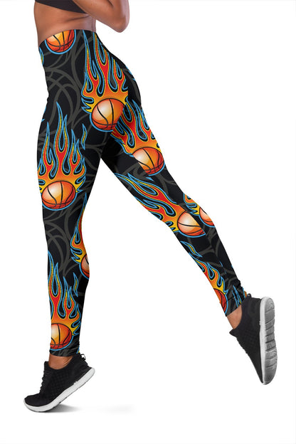 Basketball Fire Print Pattern Women Leggings