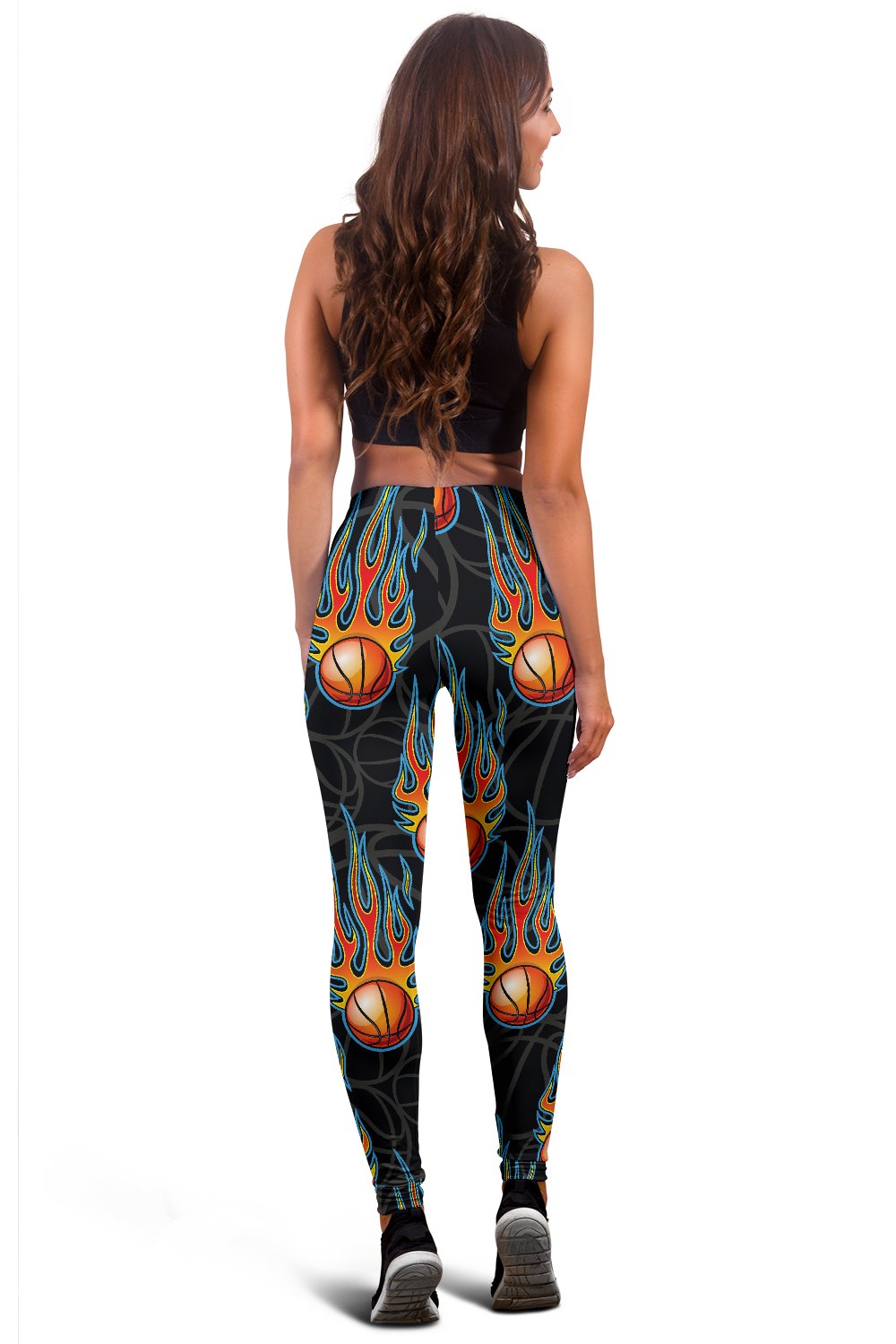 Basketball Fire Print Pattern Women Leggings