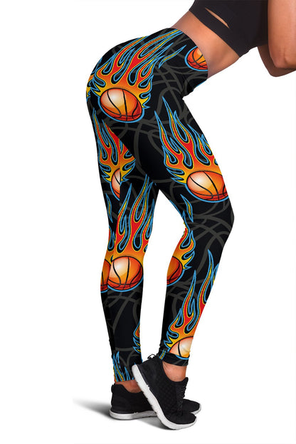 Basketball Fire Print Pattern Women Leggings