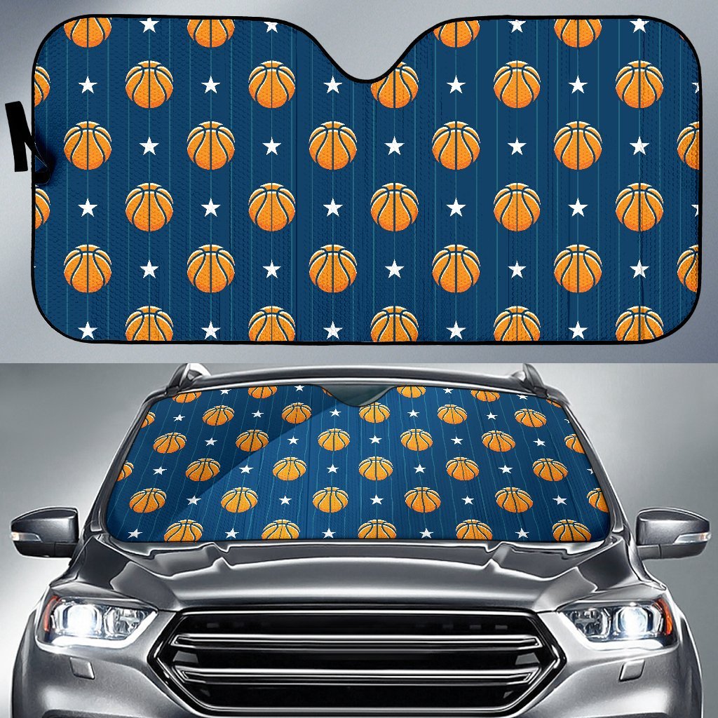 Basketball Star Print Pattern Car Sun Shade For Windshield